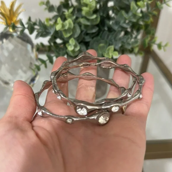 Silver Rhinestone Bangles - Picture 8 of 8